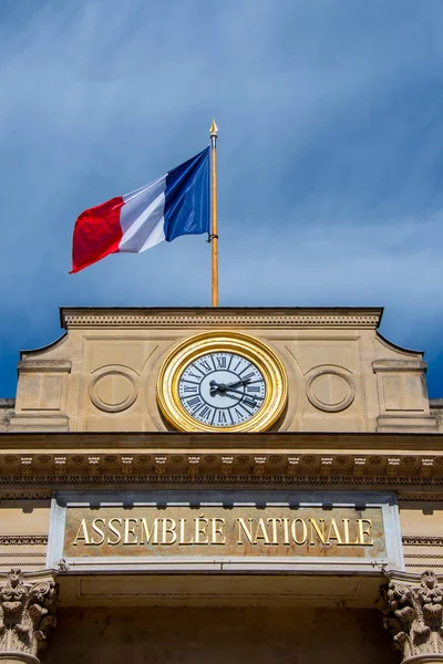 Párizs Franciaország 2022 Szeptember Francia Nemzetgyűlés Épülete Homlokzatának Részletei Más — Stock Fotó
