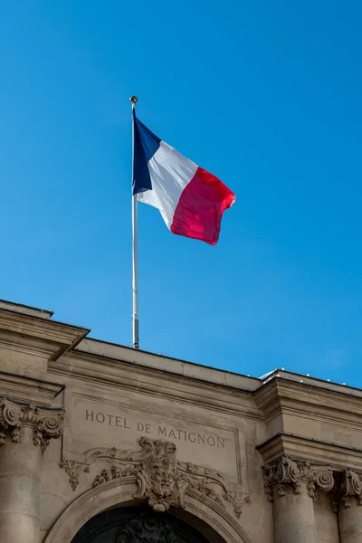 Париж Франция Октября 2022 Года Крупный План Входа Отель Матиньон — стоковое фото