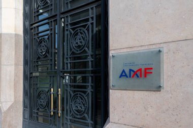 Paris, Fransa - 23 Ekim 2022: Autorite des Marches Financiers 'in (AMF) finans piyasalarının düzenlenmesinden sorumlu Fransız idari yetkilisi