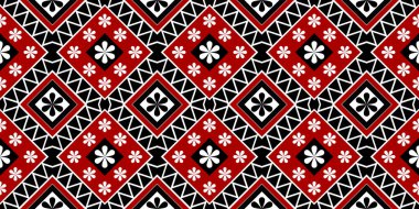 Geometrik etnik kalıp geleneksel arka plan, halı, duvar kağıdı, giysi, ambalaj, Batik, kumaş, sarong, nakış vektör örnekleme deseni.