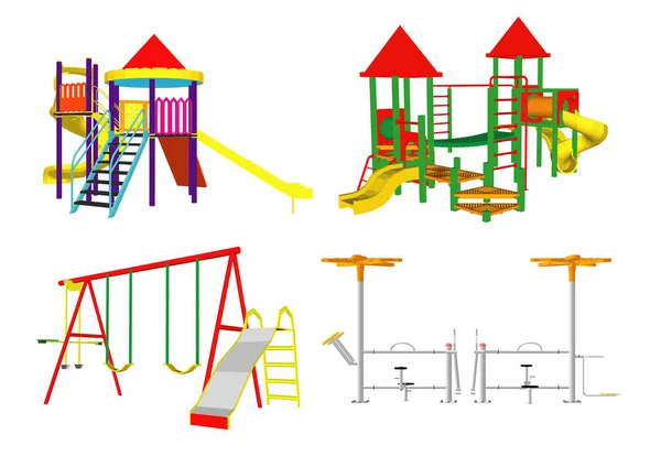 Aire Jeux Pour Enfants Sur Fond Blanc — Image vectorielle