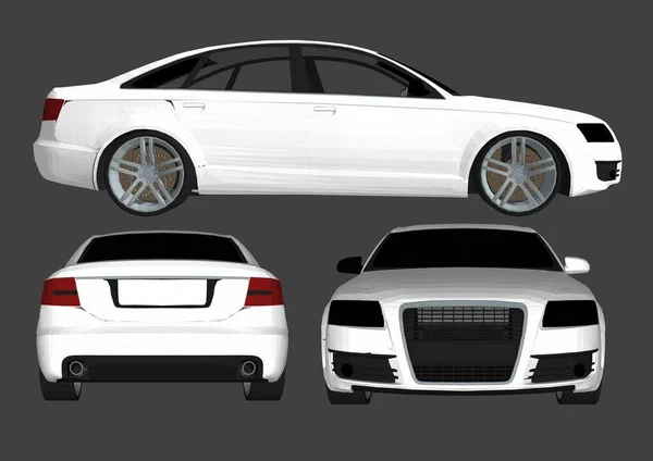 轿车隔离 侧视图 3D渲染 — 图库矢量图片