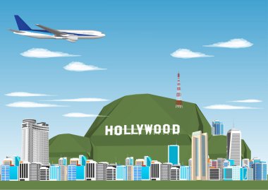 Güzel Hollywood Şehri Vektör İllüstrasyonu