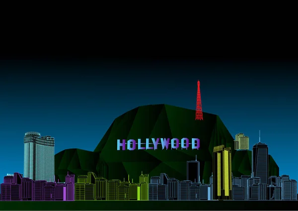 Schöne Hollywood City Vector Illustration — Stockvektor