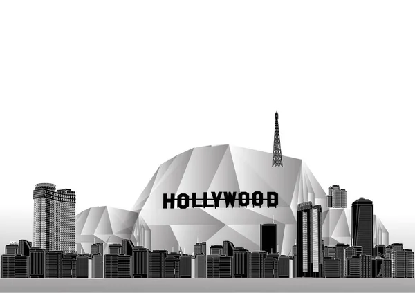 Hermosa Ciudad Hollywood Vector Ilustración — Archivo Imágenes Vectoriales