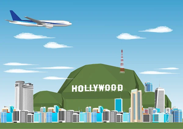 Beautiful Hollywood City Vector Illustration — Stock Vector