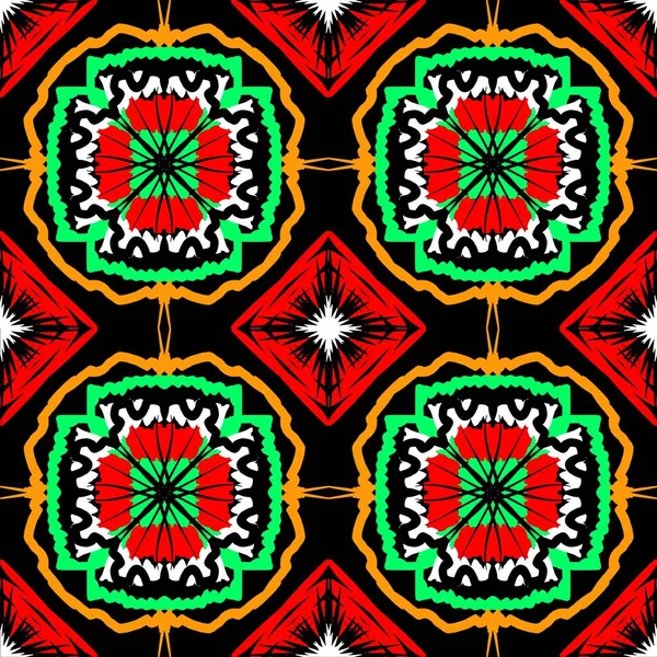 Abstrakt Fabric Maroko Geometrický Etnický Vzor Bezešvé Barvy Květin Orientální — Stock fotografie
