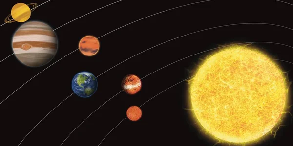 Planety Kreskówek Układu Słonecznego Kosmos Planeta Galaktyka Przestrzeń Orbita Słońce — Zdjęcie stockowe