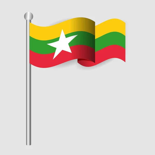 Mianmari Zászló Asean Délkelet Ázsiai Nemzetek Szövetsége Nemzetközi Kereskedelmi Tagság — Stock Vector