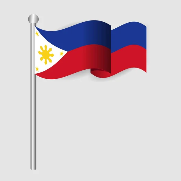 Filipinas Bandera Vectorial Con Olas Curvas Ondeando Viento Sobre Fondo — Vector de stock