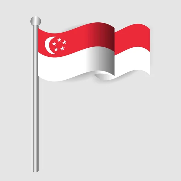 Vector Ilustración Bandera Singapur Aislada Sobre Fondo Azul Claro Ilustración — Vector de stock