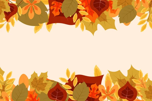 Осенний Фон Плоскими Листьями Векторная Иллюстрация — стоковый вектор