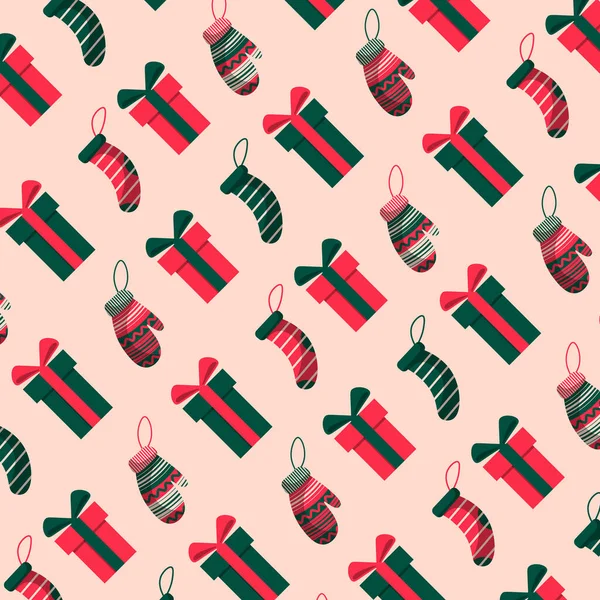 手描きのクリスマス柄のデザインの背景 ベクターイラスト — ストックベクタ