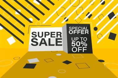 Perspektif tarzında geometrik arka plan satışı. Vektör illüstrasyonu.