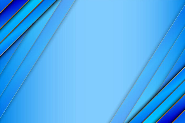 Luxury blue stripes background with golden lines. Vector illustration.
