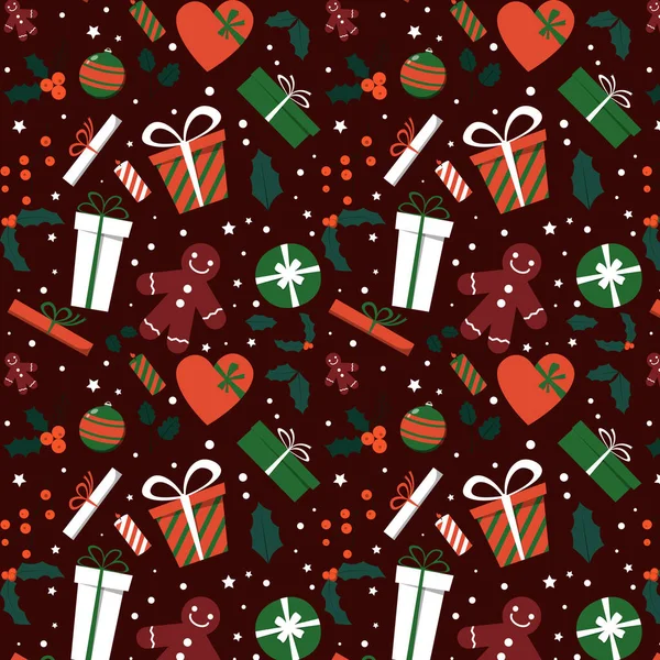 Hand Drawn Christmas Pattern Design Background Vector Illustration — Stock Vector