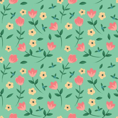 Çiçek desenli el çizimi. Vektör illüstrasyonu.