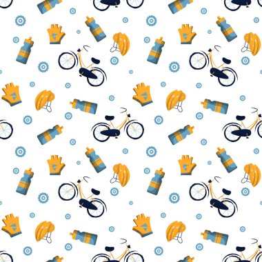 Elle çizilmiş dünya bisikleti günü pürüzsüz desen. Vektör illüstrasyonu.