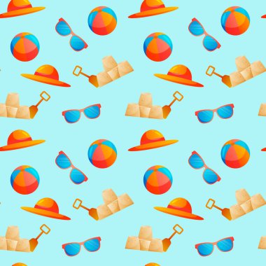 Summer seamless pattern. Repeat pattern. Vector illustration.