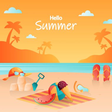 Hello summer background. Summer time. Vector illustration.