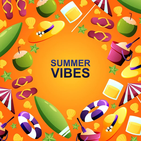 Fondo Vibraciones Verano Hora Verano Ilustración Vectorial — Vector de stock