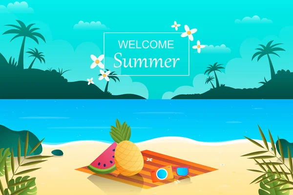 Gradiente Hermoso Fondo Vacaciones Verano Ilustración Vectorial — Archivo Imágenes Vectoriales