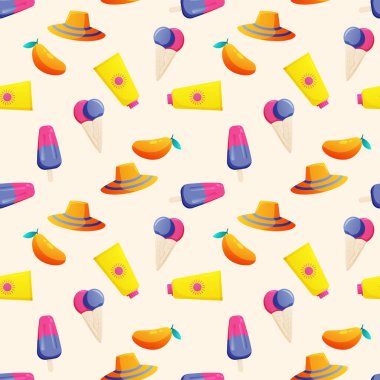 Summer seamless pattern. Repeat pattern. Vector illustration.