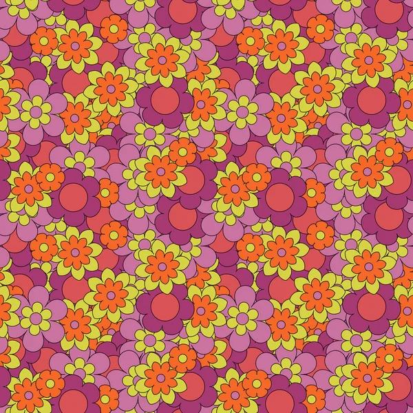 Abstract Seamless Groovy Flower Background Vector Illustration — Vettoriale Stock