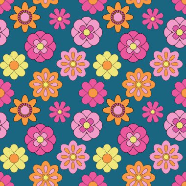 Soyut, dikişsiz, harika çiçek arkaplanı. Vektör illüstrasyonu.