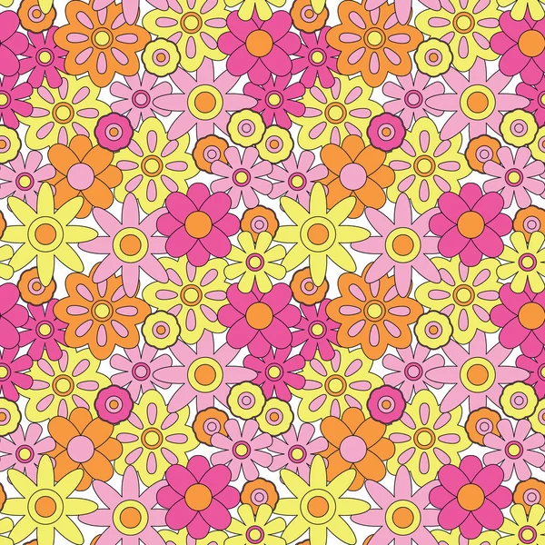 Abstract Seamless Groovy Flower Background Vector Illustration — Vector de stock