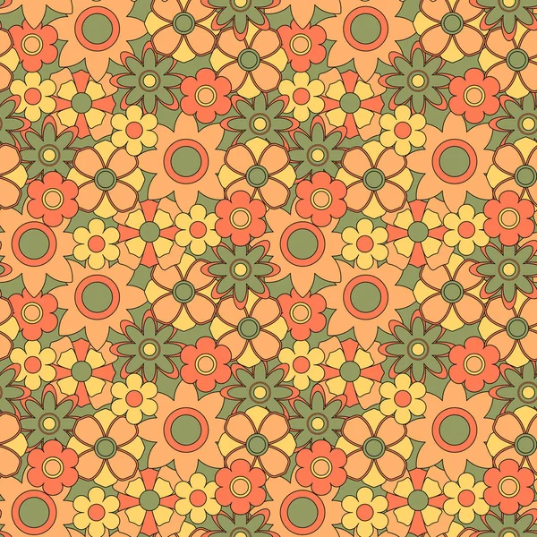 Abstraktní Bezešvé Groovy Květinové Pozadí Vektorová Ilustrace — Stockový vektor