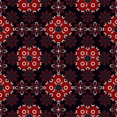 Soyut, dikişsiz çiçek deseni. Tekrar et. Vektör illüstrasyonu.