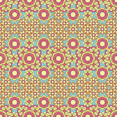 Soyut, dikişsiz çiçek deseni. Tekrar et. Vektör illüstrasyonu.