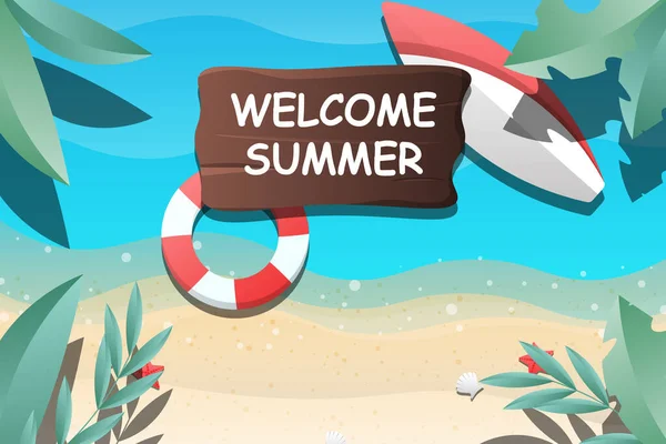 Welcome Summer Background Gradient Style Vector Illustration — Διανυσματικό Αρχείο