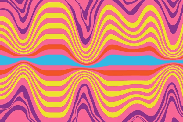 Flat Abstract Psychedelic Groovy Background Vector Illustration — Vetor de Stock