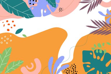 Soyut el, çiçekli yaz arkaplanı çizmiş. Vektör illüstrasyonu.