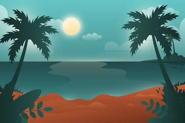 Gradiënt Zomer Nacht Landschap Achtergrond Vectorillustratie — Stockvector