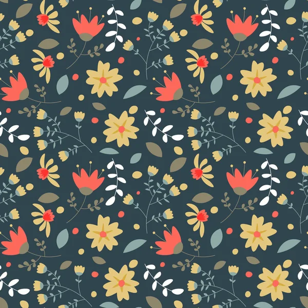 Patrón floral en estilo inconsútil. — Vector de stock