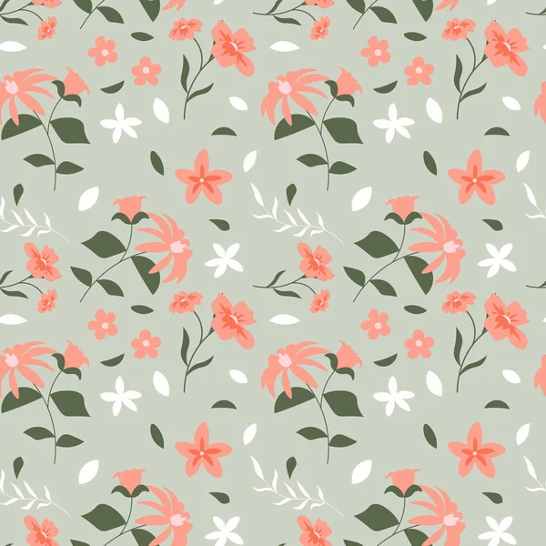 Patrón Floral Estilo Inconsútil Ilustración Vectorial — Vector de stock