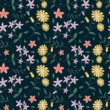 Çiçek deseni kusursuz. Vektör illüstrasyonu.