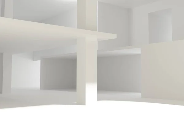 Minimalist White Room Sunlight Rendering Illustration — ストック写真