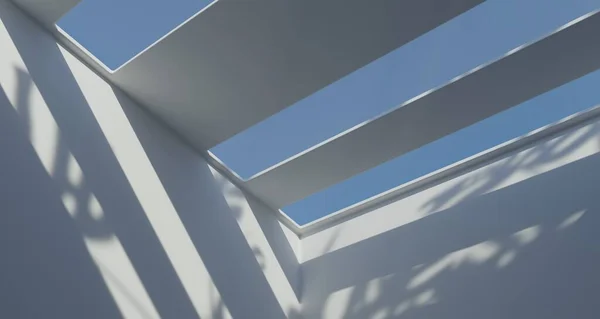 Minimalist White Room Sunlight Rendering Illustration — Stockfoto
