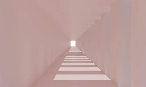 Long Pink Room Sunlight Rendering Illustration — 스톡 사진