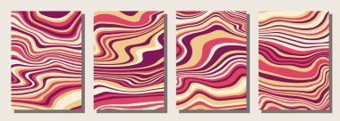 Abstract psychedelic groovy set background. Vector illustration.