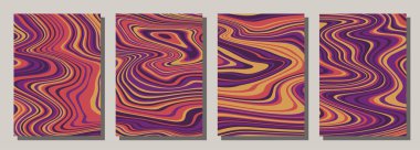 Abstract psychedelic groovy set background. Vector illustration.