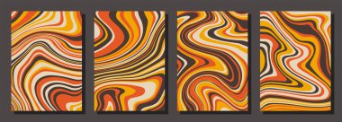 Abstract psychedelic groovy set background. Vector illustration.