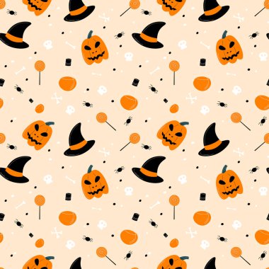 Halloween pattern in seamless style. Vector illustration.