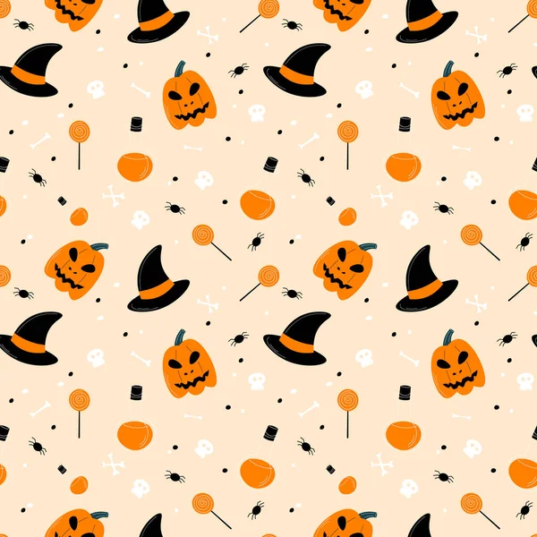 Halloween Pattern Seamless Style Vector Illustration — Vettoriale Stock