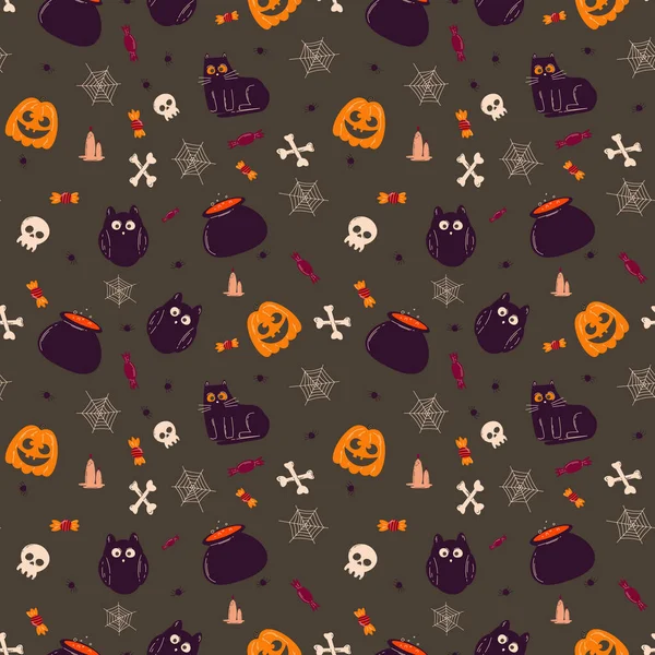 Halloween pattern in seamless style. Vector illustration.