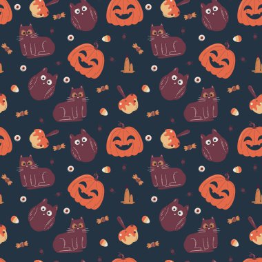 Halloween pattern in seamless style. Vector illustration.